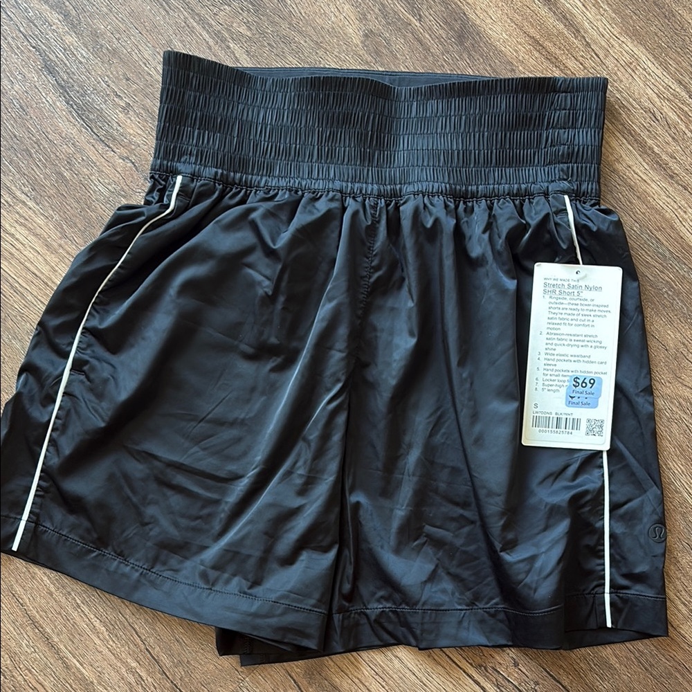 Lululemon Black Stretch Satin Nylon Shorts